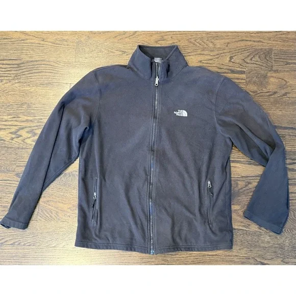 The North Face Fleece Zip-Up Jacket Large Black TNF Men Adult - Picture 2 of 8